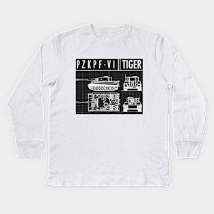 PZKPFW VI BLUEPRINT Kids Long Sleeve T-Shirt